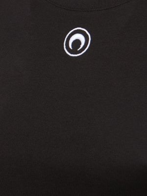 T-shirt en velours côtelé en coton avec manches courtes Marine Serre noir