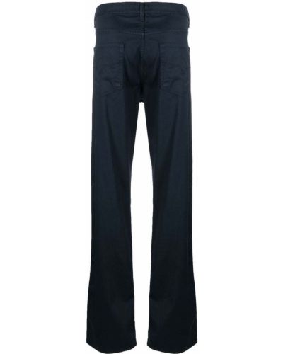 Pantalon droit en coton Versace Pre-owned bleu