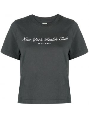 Bavlněné tričko s potiskem Sporty & Rich šedé
