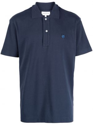 Памучна поло тениска Maison Kitsuné синьо
