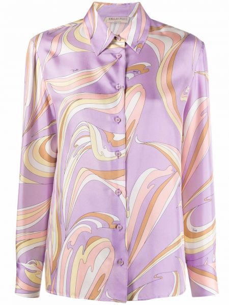Camisa de seda con estampado Emilio Pucci violeta