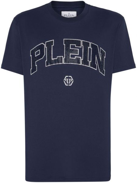 Kokvilnas t-krekls Philipp Plein zils
