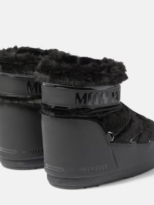 Кожа зимни обувки за сняг Moon Boot черно