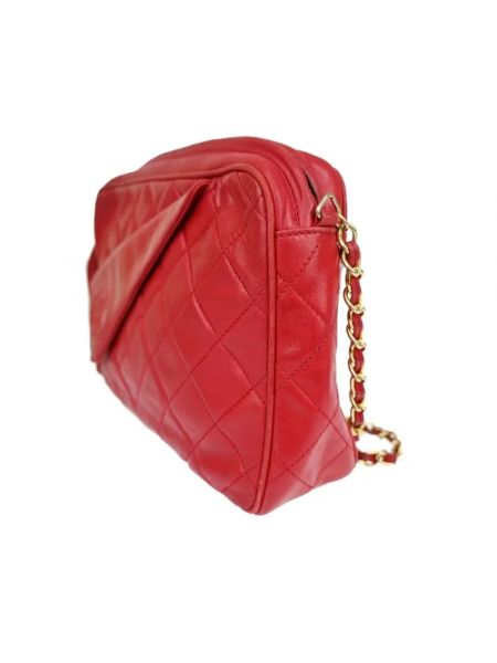 Retro bolso cruzado de cuero Chanel Vintage rojo