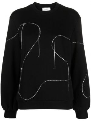 Bombažni pulover s kristali Nissa črna