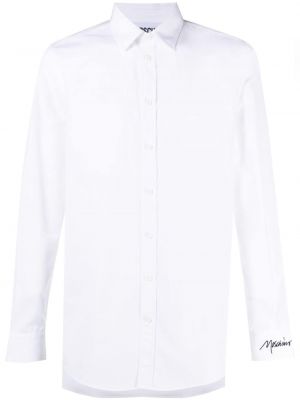 Haftowana koszula bawełniana Moschino biała