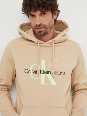 Хлопковая толстовка Calvin Klein Jeans бежевая