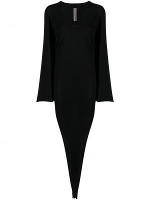 Pletené kašmírové koktejlové šaty Rick Owens černé