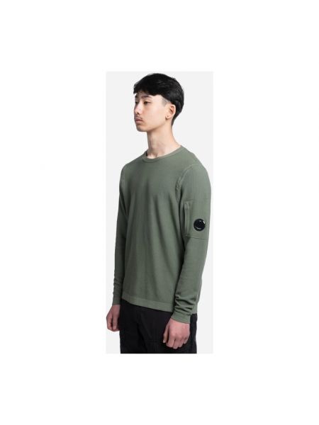 Krepp strick sweatshirt mit rundem ausschnitt C.p. Company grün