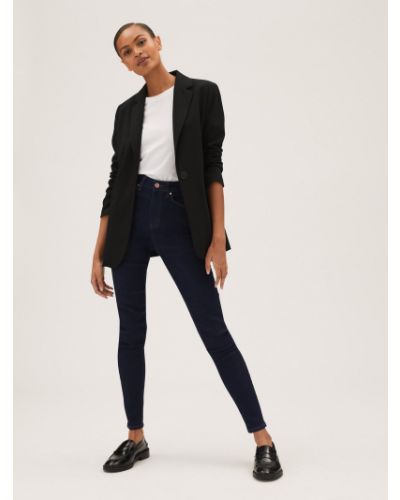 Přiléhavé skinny džíny s vysokým pasem Marks & Spencer modré
