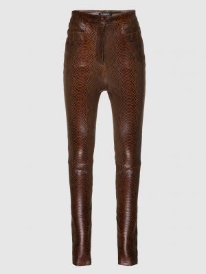 Шкіряні брюки Balmain, коричневі