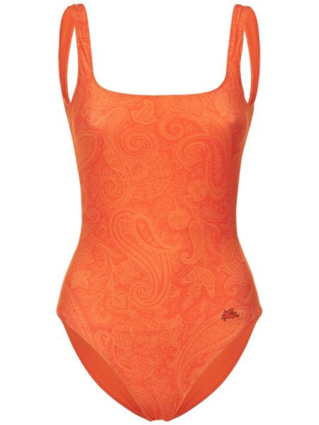 Jednodielne plavky s potlačou s paisley vzorom Etro oranžová