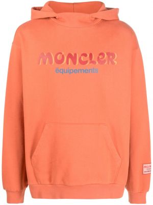 Bluza z kapturem bawełniana Moncler pomarańczowa