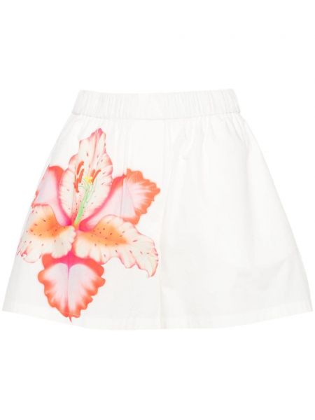 Kratke hlače s cvetličnim vzorcem s potiskom Maje bela