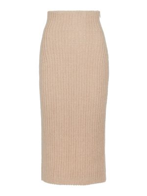 Spódnica ołówkowa z wysoką talią wełniane Fendi - różowy