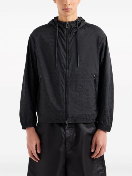 Žakárová bunda s kapucí Emporio Armani černá