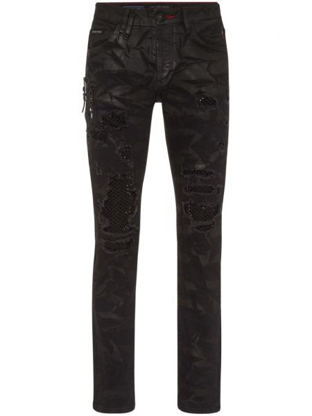 Yıldız desenli skinny fit jean pantolon Philipp Plein siyah