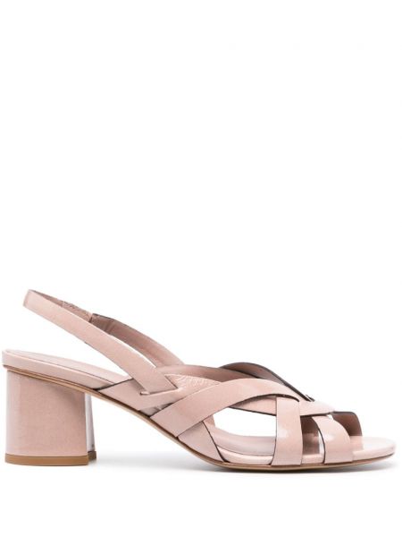 Kožne sandale od lakirane kože Del Carlo ružičasta