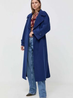 Płaszcz wełniany Luisa Spagnoli niebieski