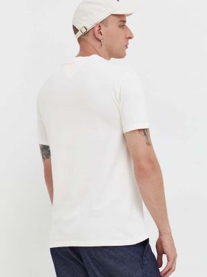 Bavlněné tričko s aplikacemi Tommy Jeans béžové