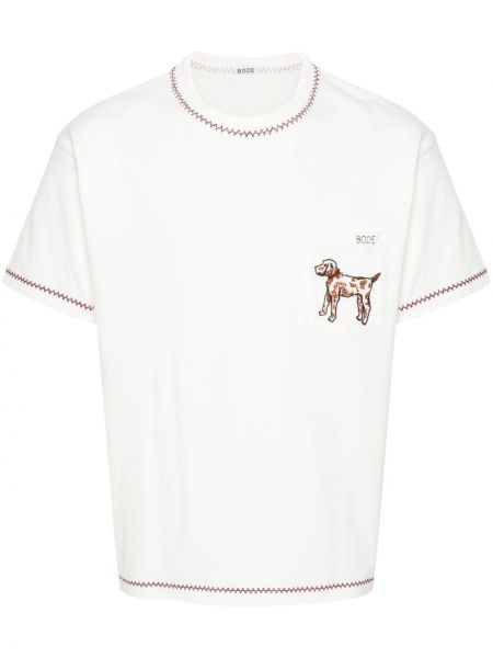 Medvilninis marškinėliai su kišenėmis Bode balta