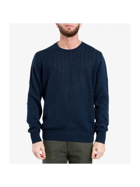 Jersey de lino de algodón de tela jersey Gran Sasso azul