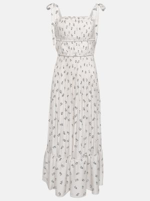 Plisirana satenska midi obleka s cvetličnim vzorcem Polo Ralph Lauren bela