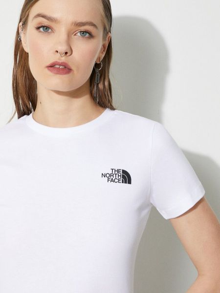 Bavlněné slim fit tričko The North Face bílé