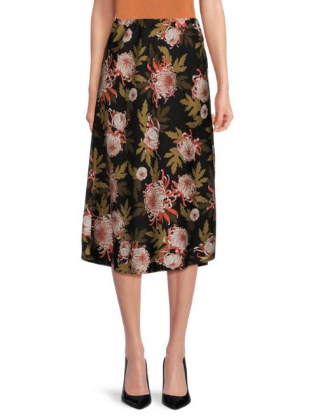 Атласная юбка-трапеция в цветочек с принтом Adrianna Papell черная