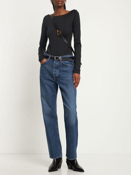 Proste jeansy relaxed fit Agolde niebieskie