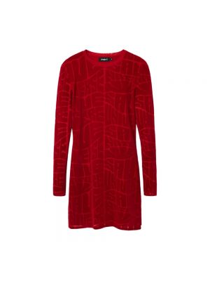 Sukienka mini slim fit z długim rękawem Desigual czerwona