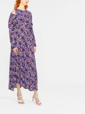 Květinové dlouhé šaty s potiskem Isabel Marant fialové