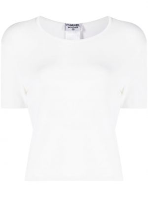 Pletený top s výšivkou Chanel Pre-owned biela