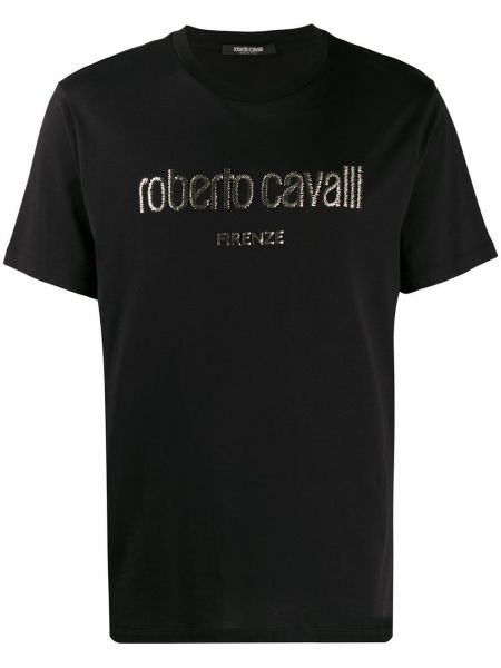 Tričko s potiskem Roberto Cavalli černé