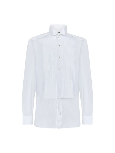 Koszula smokingowa bawełniana Tom Ford biała