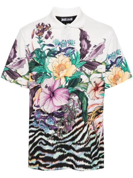 Polo majica s cvjetnim printom Just Cavalli bijela