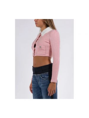 Suéter con botones de cuero de cuero sintético Self-portrait rosa