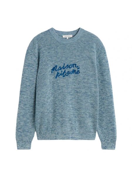 Sweter z długim rękawem z dżerseju Maison Kitsune niebieski