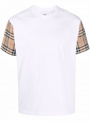 Kostkované bavlněné tričko Burberry bílé