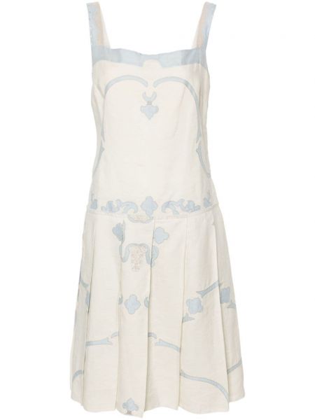 Lininis siuvinėtas suknelė su petnešėlėmis Prada Pre-owned
