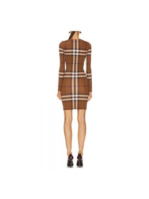 Mini vestido a cuadros de tela jersey Burberry marrón