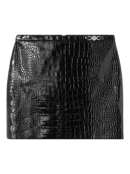 Кожаная юбка Versace черная