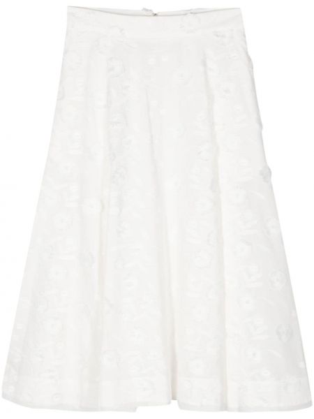 Φλοράλ βαμβακερή midi φούστα Seventy λευκό