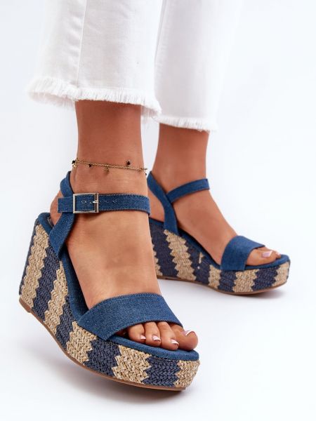 Sandale cu pană Kesi albastru