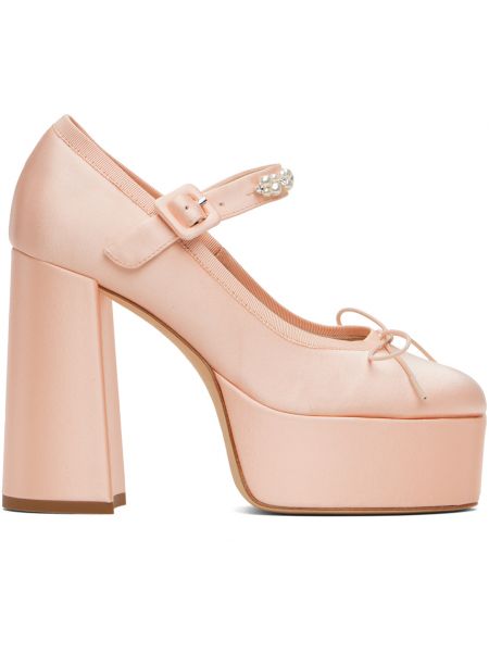 Розовые туфли на каблуке в виде сердечек из бисера Simone Rocha