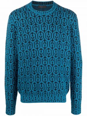 Jersey de tela jersey con estampado geométrico Prada azul