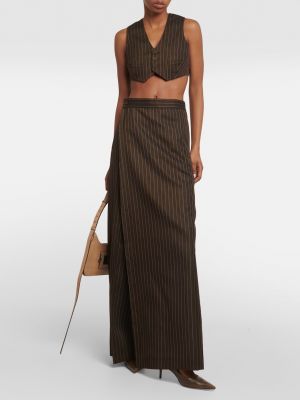 Шерстяная длинная юбка в полоску Jean Paul Gaultier коричневая