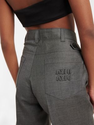 Pantalones cortos de lana bootcut Miu Miu gris