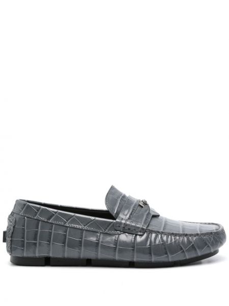 Kožené loafersy Versace sivá
