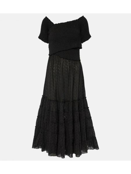 Pamučna midi haljina Poupette St Barth crna